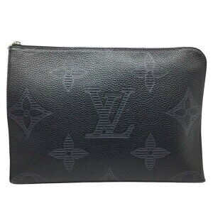 Louis Vuitton Pochette Jour Clutch Bag Leather Black